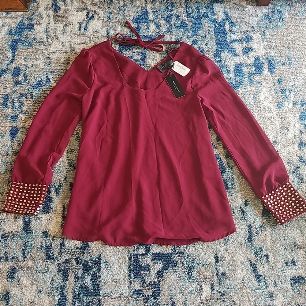 romeo+juliet couture long sleeve studded blouse size small new - Picture 4 of 6